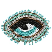 Pendente a forma di occhio 46x65 mm con perle e zirconi incastonati - Turchese - Cristallo - Nero x1
