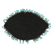 Pendente a forma di occhio 46x65 mm con perle e zirconi incastonati - Turchese - Cristallo - Nero x1