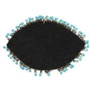 Pendente a forma di occhio 46x65 mm con perle e zirconi incastonati - Turchese - Cristallo - Nero x1
