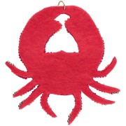 Pendente a forma di granchio 66x67 mm con perle ricamate - Rosso - Arancione x1