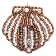 Pendente a forma di conchiglia 52x56 mm con perle e zirconi incastonati - Bianco - Bronzo x1