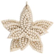 Pendente a forma di fiore da 38 mm con perle ricamate - Beige x1
