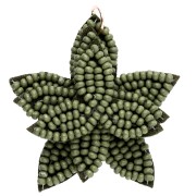Pendente a forma di fiore da 38 mm con perle ricamate - Colore kaki x1