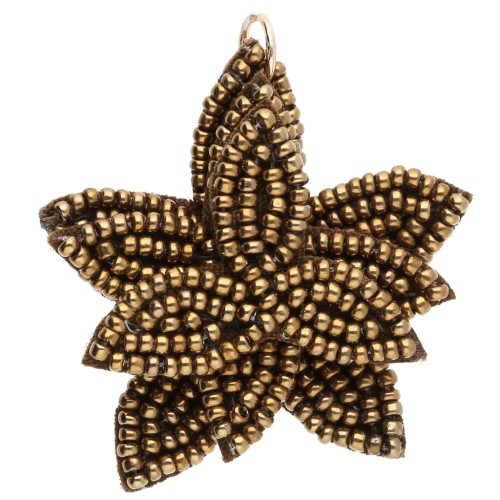 Pendente a forma di fiore da 38 mm con perle ricamate - Bronzo x1