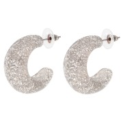 Orecchini a cerchio larghi 29 mm in resina - Argento con brillantini x2