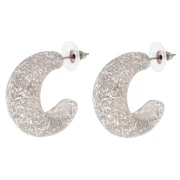 Orecchini a cerchio larghi 29 mm in resina - Argento con brillantini x2