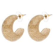 Orecchini a cerchio larghi 29 mm in resina - Brillantini dorati x2