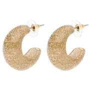 Orecchini a cerchio larghi 29 mm in resina - Brillantini dorati x2