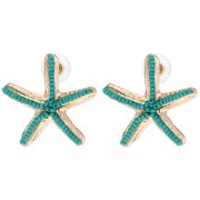 Orecchini a forma di stella marina 35x37 mm con perle - Dorati - Turchese x2