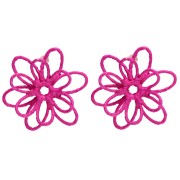 Orecchini a forma di fiore in filo - effetto 3D - 52 mm in rafia - Fucsia x2