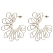 Orecchini a cerchio a forma di fiore in filo - effetto 3D - 57 mm in rafia - Ecru x2