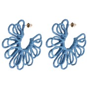 Orecchini a cerchio a forma di fiore in filo - effetto 3D - 57 mm in rafia - Blu x2