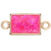Distanziatore rettangolare 10x5 mm a forma di cabochon, imitazione Hot Pink Opal, Gold filled (Gold filled)