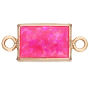 Distanziatore rettangolare 10x5 mm a forma di cabochon, imitazione Hot Pink Opal, Gold filled (Gold filled)