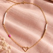 Distanziatore rettangolare 10x5 mm a forma di cabochon, imitazione Hot Pink Opal, Gold filled (Gold filled)