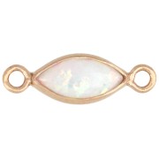 Distanziatore a navetta 10x4 mm, cabochon imitazione opale bianco, gold filled (o laminato) x1