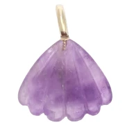 Pendente a forma di conchiglia 27x22 mm con pietra semipreziosa e ossido di zirconio - Ametista x1