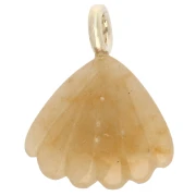 Pendente a forma di conchiglia 27x22 mm con pietra semipreziosa e ossido di zirconio, calcedonio giallo
