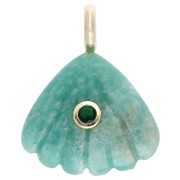 Pendente a forma di conchiglia 27x22 mm con pietra semipreziosa e ossido di zirconio - Amazonite x1