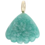 Pendente a forma di conchiglia 27x22 mm con pietra semipreziosa e ossido di zirconio - Amazonite x1