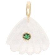 Pendente a forma di conchiglia 27x22 mm con pietra semipreziosa e ossido di zirconio - Pietra di luna