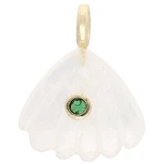 Pendente a forma di conchiglia 27x22 mm con pietra semipreziosa e ossido di zirconio - Pietra di luna