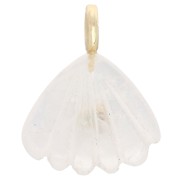 Pendente a forma di conchiglia 27x22 mm con pietra semipreziosa e ossido di zirconio - Pietra di luna