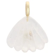 Pendente a forma di conchiglia 27x22 mm con pietra semipreziosa e ossido di zirconio - Pietra di luna