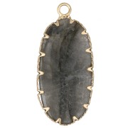 Pendente ovale 35x16 mm in pietra semipreziosa e imitazione turchese - Labradorite x1