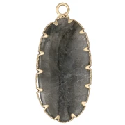 Pendente ovale 35x16 mm in pietra semipreziosa e imitazione turchese - Labradorite x1