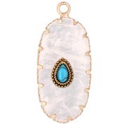 Pendente ovale 35x16 mm in pietra semipreziosa e imitazione turchese - Pietra di Luna