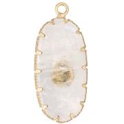 Pendente ovale 35x16 mm in pietra semipreziosa e imitazione turchese - Pietra di Luna