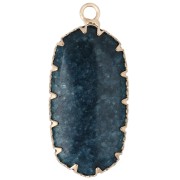 Pendente ovale 35x16 mm con pietra semipreziosa colorata e imitazione di turchese - Agata blu
