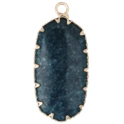 Pendente ovale 35x16 mm con pietra semipreziosa colorata e imitazione di turchese - Agata blu