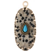 Diaspro - Pendente ovale 35x16 mm in pietra semipreziosa e imitazione turchese - Jape Dalmatien Pendente ovale 35x16 mm in pietra semipreziosa e imitazione turchese - Jape Dalmatien