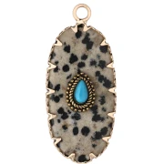 Pendente ovale 35x16 mm in pietra semipreziosa e imitazione turchese - Jape Dalmatien