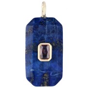 Lapislazzuli - Pendente rettangolare 34x15 mm con pietra semipreziosa e zirconi - Lapislazzuli - Rosa o viola Pendente rettangolare 34x15 mm con pietra semipreziosa e zirconi - Lapislazzuli - Rosa o viola