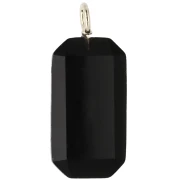Pendente rettangolare 34x15 mm con pietra semipreziosa e zirconi - Onice nero - Rosa o viola