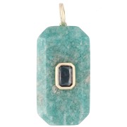 Pendente rettangolare 34x15 mm con pietra semipreziosa e zirconi - Amazzonite - Rosa o Viola