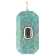 Pendente rettangolare 34x15 mm con pietra semipreziosa e zirconi - Amazzonite - Rosa o Viola