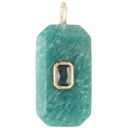Pendente rettangolare 34x15 mm con pietra semipreziosa e zirconi - Amazzonite - Rosa o Viola