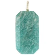 Pendente rettangolare 34x15 mm con pietra semipreziosa e zirconi - Amazzonite - Rosa o Viola