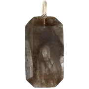 Pendente rettangolare 34x15 mm con pietra semipreziosa e zirconi - Labradorite - Rosa o viola