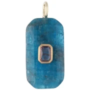 Pendente rettangolare 34x15 mm con pietra semipreziosa e zirconi - Apatite - Rosa o viola