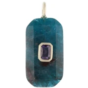 Pendente rettangolare 34x15 mm con pietra semipreziosa e zirconi - Apatite - Rosa o viola