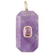 Rosa - Pendente rettangolare 34x15 mm con pietra semipreziosa e zirconi - Ametista - Rosa o viola Pendente rettangolare 34x15 mm con pietra semipreziosa e zirconi - Ametista - Rosa o viola