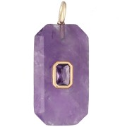 Pendente rettangolare 34x15 mm con pietra semipreziosa e zirconi - Ametista - Rosa o viola