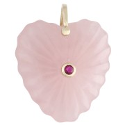 Quarzo rosa - Pendente a forma di cuore 32x30 mm in pietra semipreziosa e zirconi - Quarzo rosa x1 Pendente a forma di cuore 32x30 mm in pietra semipreziosa e zirconi - Quarzo rosa x1