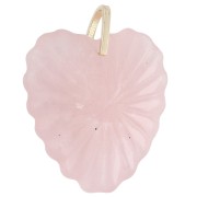 Pendente a forma di cuore 32x30 mm in pietra semipreziosa e zirconi - Quarzo rosa x1