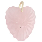 Pendente a forma di cuore 32x30 mm in pietra semipreziosa e zirconi - Quarzo rosa x1